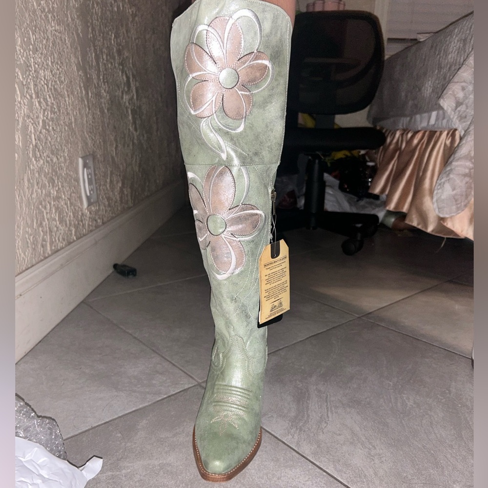 Dan Post Green Floral Heeled Boots *NO LONGER MADE*